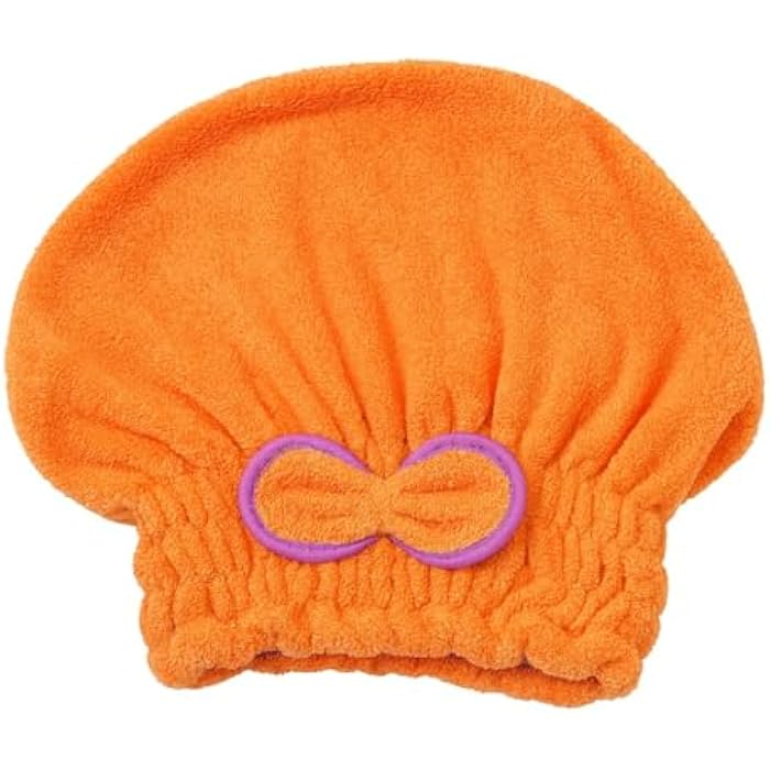Hair Drying Towel - Microfiber Quick Dry Turban Cap for Wet & Curly Hair, Heat Protection Lightweight Soft Bath Wrap for Women & Girls Salon (Orange) - Image 1